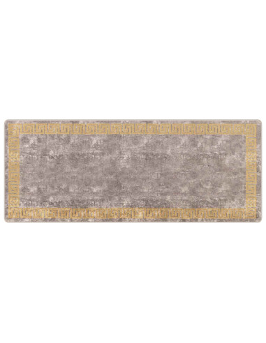 Runner Tappeto MARSA Grigio 100 x 250 cm Poliestere e PVC
