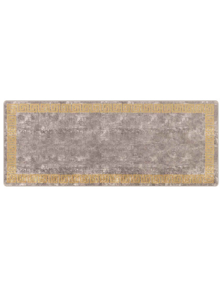 Runner Tappeto MARSA Grigio 100 x 250 cm Poliestere e PVC
