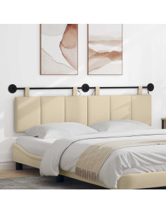 Testiera sospesa Con luce LED Crema Tessuto