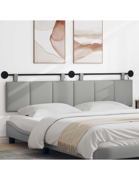 Testiera sospesa Con luce LED Grigio Nuvola Tessuto