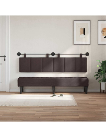 Testiera sospesa Con luce LED Marrone Scuro Tessuto