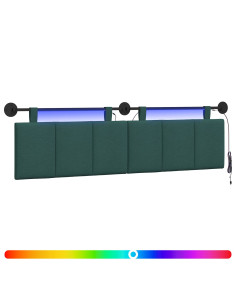 Testiera sospesa Con luce LED Verde Scuro Tessuto 2