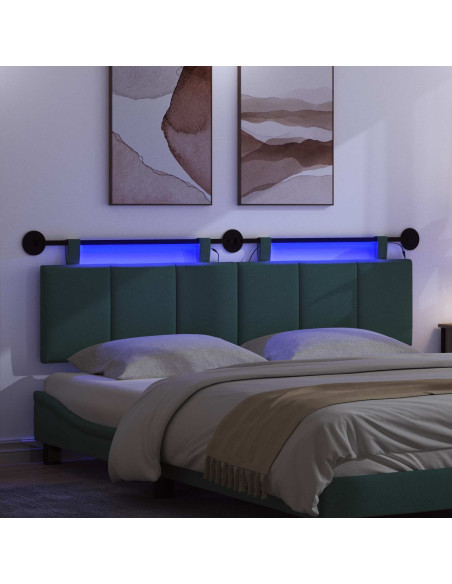 Testiera sospesa Con luce LED Verde Scuro Tessuto