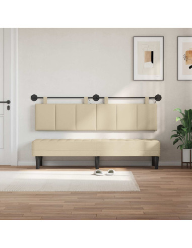Testiera sospesa Con luce LED Crema Tessuto