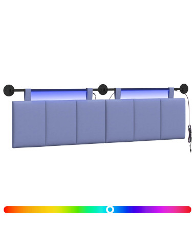 Testiera sospesa Con luce LED Blu jeans Tessuto