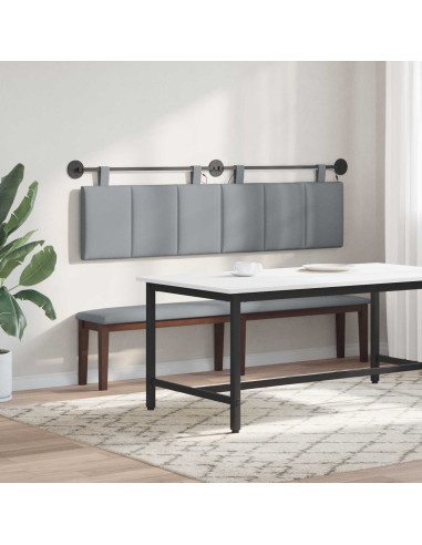 Testiera sospesa Con luce LED Grigio Chiaro Tessuto