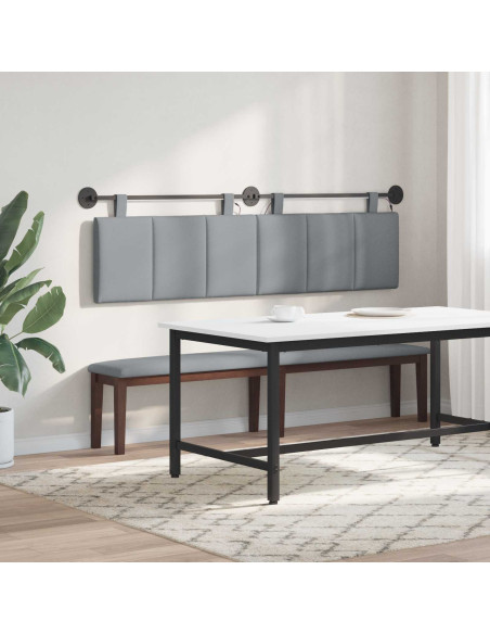 Testiera sospesa Con luce LED Grigio Chiaro Tessuto