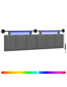 Testiera sospesa Con luce LED Grigio Scuro Tessuto 2