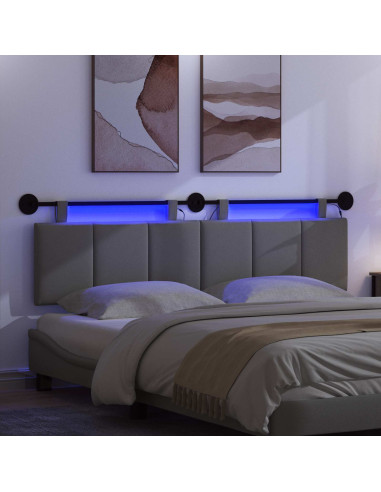 Testiera sospesa Con luce LED Grigio Scuro Tessuto