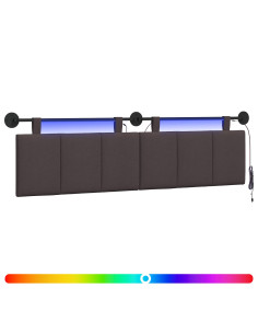 Testiera sospesa Con luce LED Marrone Scuro Tessuto 2