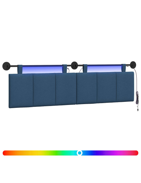 Testiera sospesa Con luce LED Blu Tessuto
