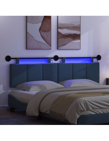 Testiera sospesa Con luce LED Blu Tessuto