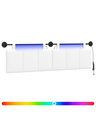 Testiera sospesa Con luce LED Bianco Tessuto
