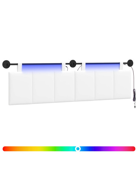 Testiera sospesa Con luce LED Bianco Tessuto