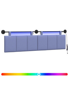 Testiera sospesa Con luce LED Blu jeans Tessuto 2