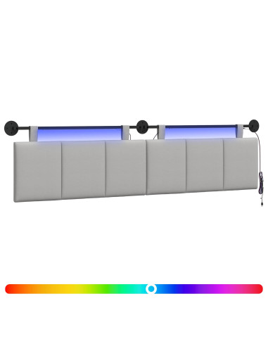 Testiera sospesa Con luce LED Grigio Nuvola Tessuto