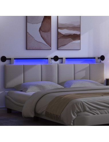 Testiera sospesa Con luce LED Grigio Nuvola Tessuto
