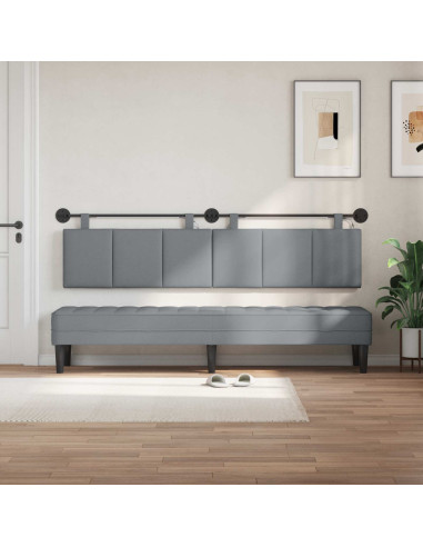 Testiera sospesa Con luce LED Grigio Chiaro Tessuto
