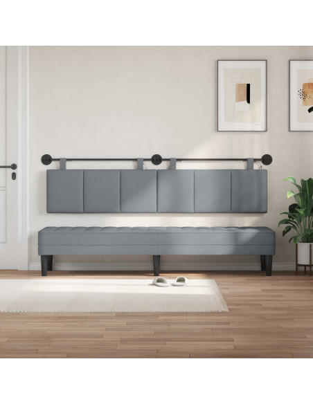 Testiera sospesa Con luce LED Grigio Chiaro Tessuto