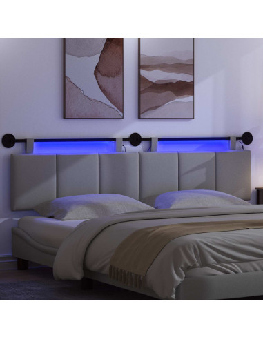 Testiera sospesa Con luce LED Grigio Chiaro Tessuto