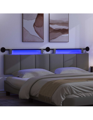 Testiera sospesa Con luce LED Grigio Scuro Tessuto