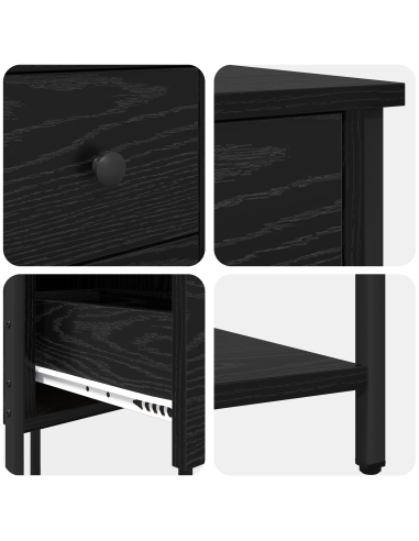 Armadio da Notte Rovere nero 32 x 42 x 70 cm Legno multistrato