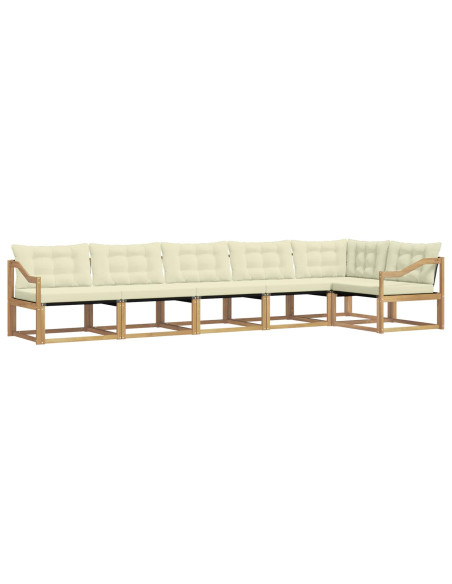 Set di divani da esterno con cuscino 6 pcs Bianco e Crema