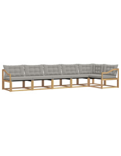 Set di divani da esterno 6 pcs Bianco e Grigio Chiaro 2