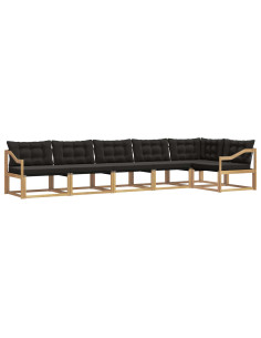 Set di divani da esterno con cuscino 6 pcs Bianco e Nero 2
