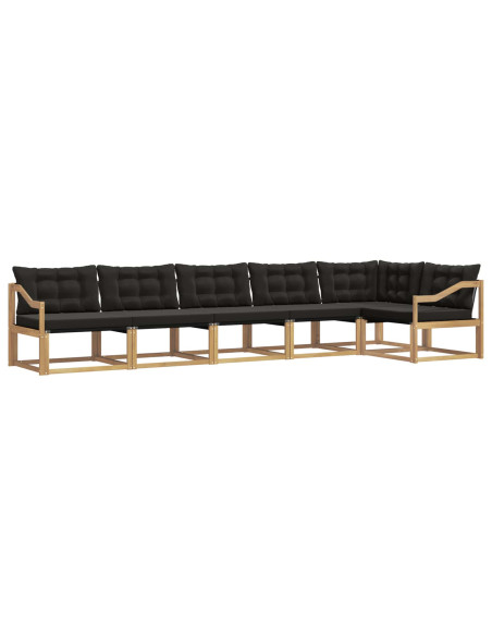 Set di divani da esterno con cuscino 6 pcs Bianco e Nero