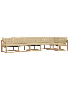 Set di divani da esterno con cuscino 6 pcs Bianco e Beige 2