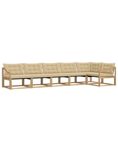 Set di divani da esterno con cuscino 6 pcs Bianco e Beige