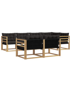 Set di divani da esterno con cuscino 7 pcs Bianco e Nero 2