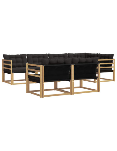 Set di divani da esterno con cuscino 7 pcs Bianco e Nero