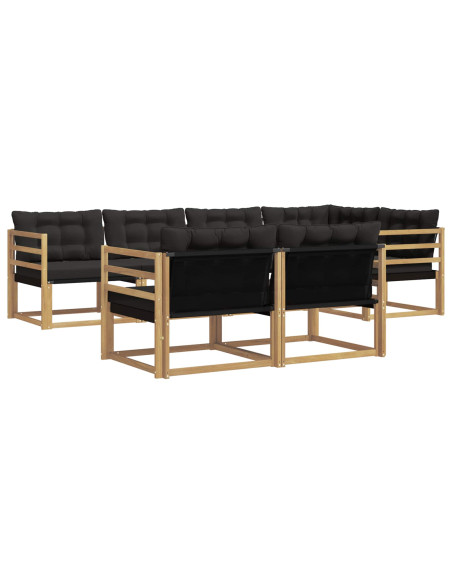 Set di divani da esterno con cuscino 7 pcs Bianco e Nero