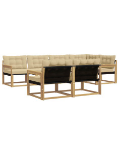 Set di divani da esterno con cuscino 7 pcs Bianco e Beige 2