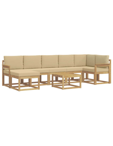 Set di divani da esterno 8 pcs Bianco e Beige Poliestere