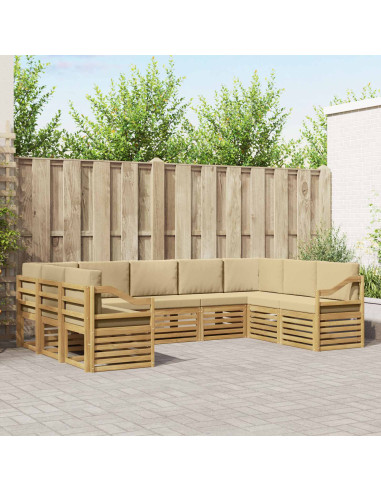 Set divano sezionale 9 pcs Bianco e Beige 304 x 185,5 x 73 cm