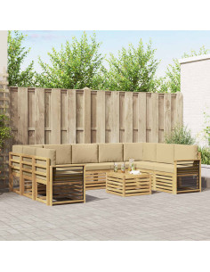 Set divani 10 pcs Bianco e Beige 59 x 59 x 37 cm Poliestere