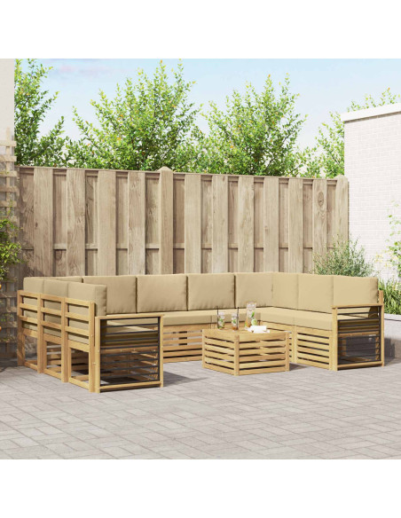 Set divani 10 pcs Bianco e Beige 59 x 59 x 37 cm Poliestere
