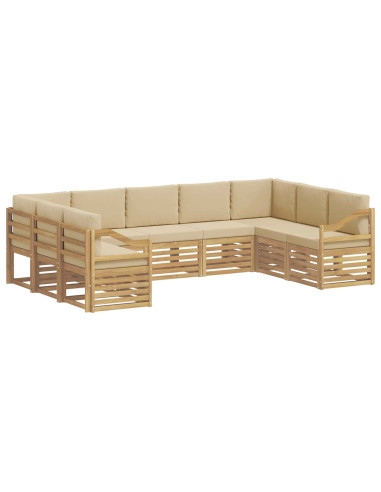 Set divano sezionale 9 pcs Bianco e Beige 304 x 185,5 x 73 cm