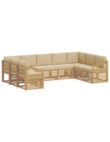 Set divano sezionale 9 pcs Bianco e Beige 304 x 185,5 x 73 cm