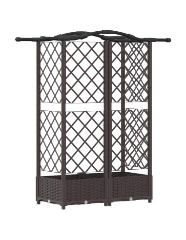 Letto Rialzato con Griglia e Tetto Marrone 124 x 40 x 126 cm PP