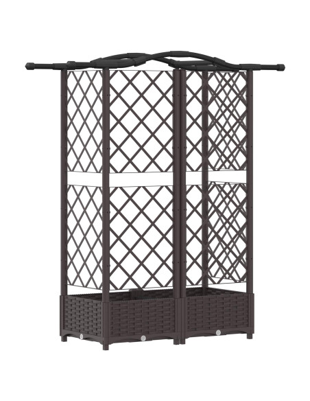 Letto Rialzato con Griglia e Tetto Marrone 124 x 40 x 126 cm PP