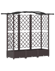 Letto Rialzato con Griglia e Tetto Marrone 163 x 40 x 126 cm PP 2