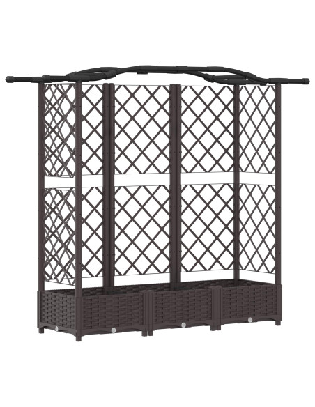 Letto Rialzato con Griglia e Tetto Marrone 163 x 40 x 126 cm PP