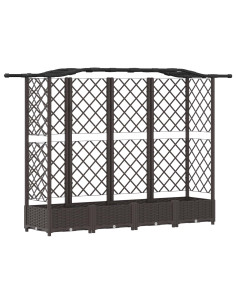 Letto Rialzato con Griglia e Tetto Marrone 203,5 x 40 x 125 cm 2