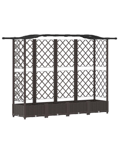 Letto Rialzato con Griglia e Tetto Marrone 203,5 x 40 x 125 cm