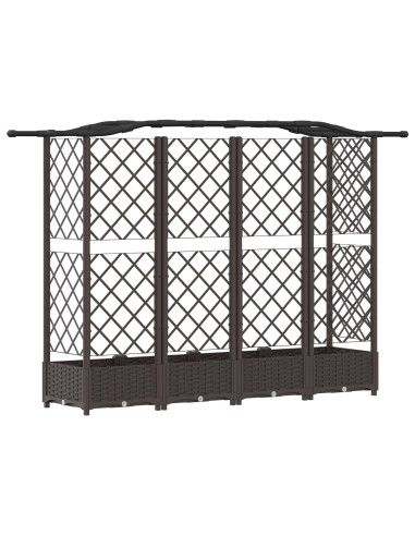 Letto Rialzato con Griglia e Tetto Marrone 203,5 x 40 x 125 cm