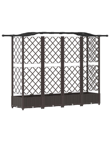 Letto Rialzato con Griglia e Tetto Marrone 203,5 x 40 x 125 cm